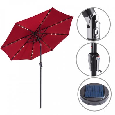 Záhradný slnečník s LED osvetlením Ø 300 cm | červená