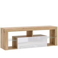 Vivaldi TV stolek EVEREST 140 cm dub wotan/bílý lesk