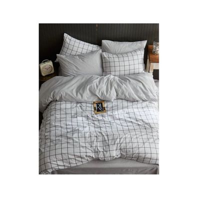 Biele 4-dielne predĺžené obliečky na dvojlôžko s plachtou 200x220 cm Geometric – Mila Home