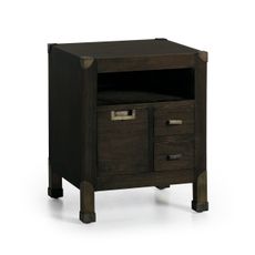 Estila Industriálny masívny nočný stolík so zásuvkami M-Industrial 55cm