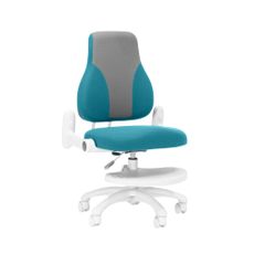 Detská rastúca stolička Neoseat KINDER WHITE — látka, šedá / tyrkysová