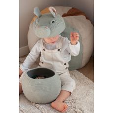 Svetlosivý látkový detský kôš na hračky ø 25x30 cm Henry the Hippo – Lorena Canals