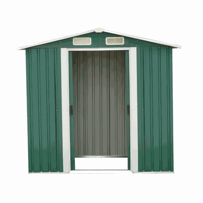 Plechový záhradný domček na náradie, zelená/biela, 2x1,3x1,8 m, HAMAL TYP 1