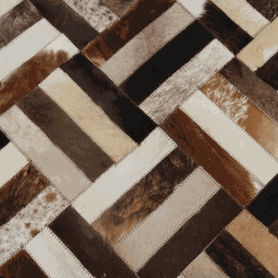 Luxusný kožený koberec, hnedá/čierna/béžová, patchwork, 170x240 , KOŽA TYP 2