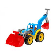 LEAN TOYS Modrý traktor + bagrová lyžica