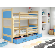 Interbeds Rico poschodová posteľ 200cm x 90cm borovicové drevo Prírodná-modrá