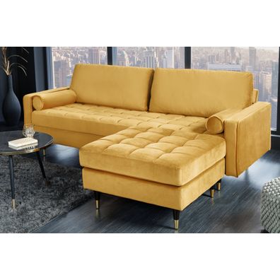 Taburetka Velvet Cozy 80cm horčicovo žltý zamat