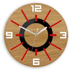 ModernClock Nástenné hodiny Alladyn Wood červeno-čierne