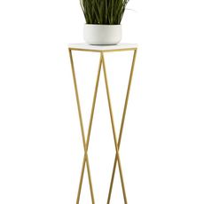 DekorStyle Květinový stojan LOFT I 100 cm zlatý/bílý