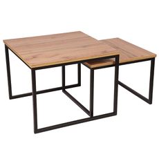 Súprav stolíkov Pati 62x62/52x52 cm dub Wotan/čierne nohy