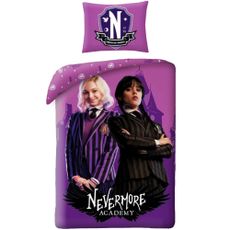 Posteľné obliečky z mikrovlákna Wednesday – motív  Nevermore Academy - 140 × 200 cm + 70 × 90 cm - zip