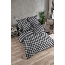 Antracitové damaškové obliečky na dvojlôžko 200x200 cm Kareli – Mijolnir