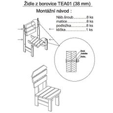 Deokork Masívne drevené záhradne kreslo TEA 01 hrúbka 38 mm
