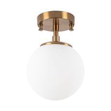 Stropné svietidlo v bielej a bronzovej farbe so skleneným tienidlom ø 15 cm Atmaca – Opviq lights