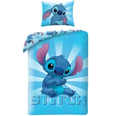 Modré bavlnené posteľné obliečky Stitch - motív z rozprávky Lilo & Stitch - 100% bavlna - 70 x 90 cm + 140 x 200 cm