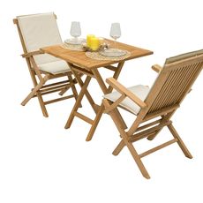 Deokork Záhradná teaková zostava IVORY BALCONY II. 1+2 (ZADARMO podušky)