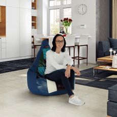 KONDELA Fresno sedací vak tmavomodrá / modrá / biela