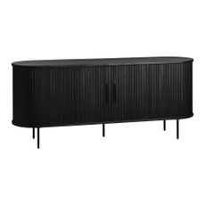 Čierna nízka komoda v dekore duba s posuvnými dverami 76x180 cm Nola – Unique Furniture