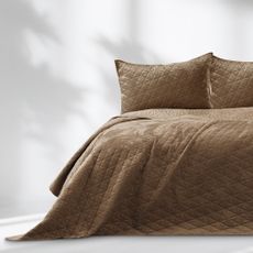 Svetlohnedý zamatový prešívaný pléd 240x260 cm Laila – Restilo