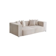 Zamatová trojmiestna pohovka Yolo 222 x 110 cm, biela