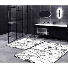 Biele/čierne kúpeľňové predložky v súprave 2 ks 60x100 cm Cracks – Mila Home