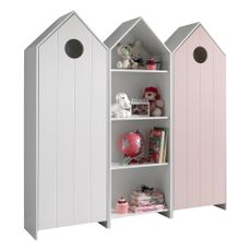 Bielo-svetloružová otvorená detská šatníková skriňa 173x171,5 cm CASAMI – Vipack