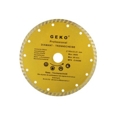 Kotúč diamantový rezný GEKO, TURBO, 180x8x22mm