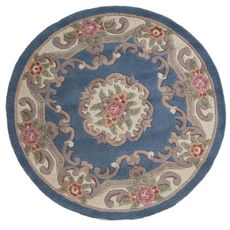 Flair Rugs koberce Ručne všívaný kusový koberec Lotus premium Blue kruh - 120x120 (priemer) kruh cm