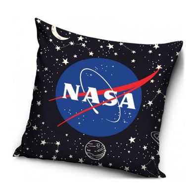 Vankúš NASA s logom Americkej vládnej agentúry pre pre letectvo a kozmonautiku - motív čierny vesmír - 40 x 40 cm