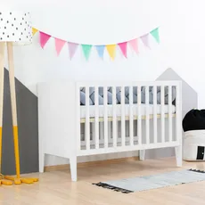 Benlemi Detská postieľka SLEEPY s nastaviteľnou výškou roštu a plnými čelami Zvoľte farbu: Biela