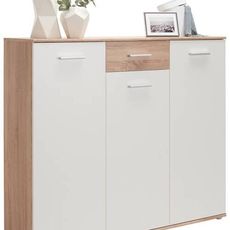 Carryhome SKRINKA NA TOPÁNKY, biela, dub sonoma, 136/118/36 cm