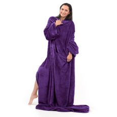 Deka s rukávmi DecoKing Lazy tmavofialová, velikost 170x200