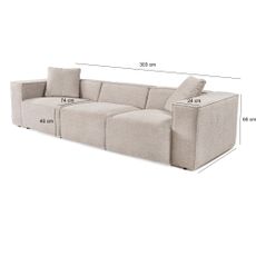 Trojmiestna pohovka Lora z ľanu 303 x 108 cm, mocha