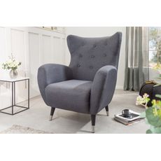 Estila Moderné dizajnové kreslo Bolte so sivým poťahom s chesterfield prešívaním 106cm
