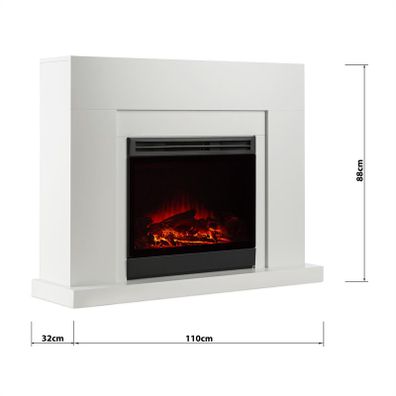 Klarstein Blanca, elektrický krb, 750/2000 W, LED simulácia plameňa, 40 m², biely