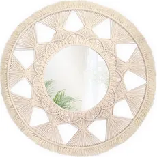 Tutumi Kulaté nástěnné zrcadlo BOHO 65 cm béžové