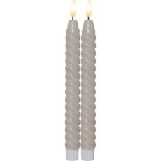 Súprava 2 béžových voskových LED sviečok Star Trading Flamme Swirl Antique, výška 25 cm