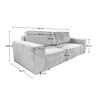 KONDELA Harpera Big Sofa rozkladacia pohovka s úložným priestorom svetlosivá
