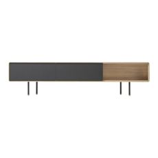 Čierny/v prírodnej farbe TV stolík z dubového dreva 200x48 cm Fina – Gazzda