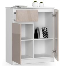 Komoda K80 2D1SZ biela/cappuccino lesk