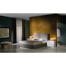 Estila Moderná elegantná posteľ Lourdes s čalúnením v sivej farbe a s úložným priestorom 140-180cm
