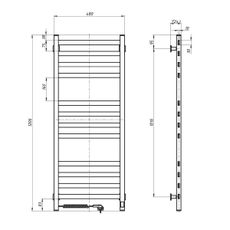 Kúpeľňový rebríkový radiátor s termostatom AVANGARD 459W/230V 120,6cm IP44 čierny pravý