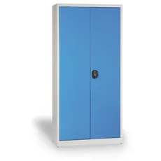 Dielenská policová skriňa na náradie KOVONA JUMBO, 4 police, zváraná, 950 x 800 x 1950 mm, sivá / modrá