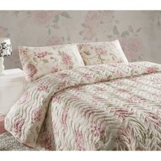 Set prešívaného prehozu a 2 obliečok na vankúše Eponj Home Care Pink, 240 x 220 cm