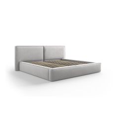 Svetlosivá čalúnená dvojlôžková posteľ s úložným priestorom a roštom 180x200 cm Arendal – Cosmopolitan Design