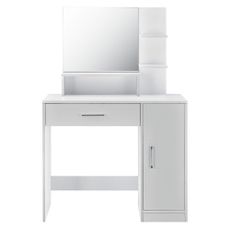 ModernHome Moderný biely toaletný stolík so zrkadlom