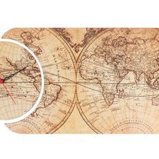 Hanah Home Nástenné hodiny Mapa pologule 68x32 cm viacfarebné