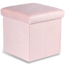 Ružový skladací taburet CUBEXO VELVET M