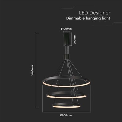 LED Stmievateľný luster na lanku LED/46W/230V 3000K čierna