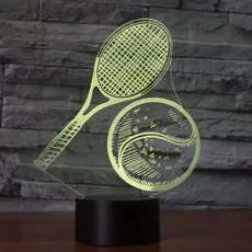 3Dmix 3DL-CLK007 – 3D LED nočná lampa - Tenisová raketa a lopta (Hodiny s budíkom)